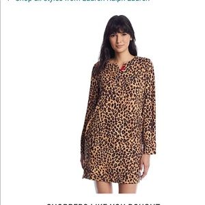 Lauren Ralph Lauren Leopard Knit Sleep Shirt Size Medium